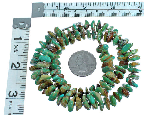 Southwestern Genuine Sterling Silver Turquoise Bead Necklace DX115879